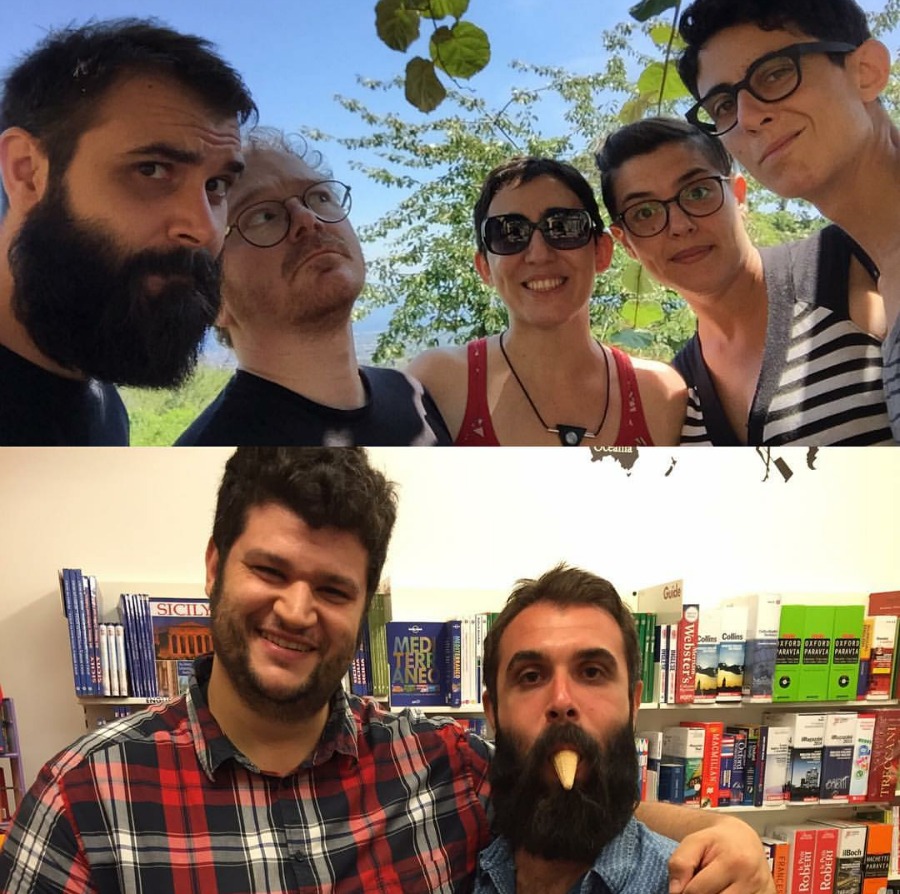 Emiliano, Floriana, Genea, Elisa (Milo, 15 agosto 2016) / Marco, che mi ha chiesto di passare in libreria mentre era di turno la sera (Ragusa Ibla, 19 agosto 2016)